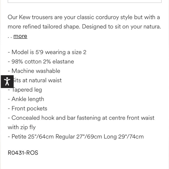 Boden Kew Corduroy Straight Leg Pants In Cherry Jam Pink Women’s Size 20-22 Reg - Picture 4 of 9